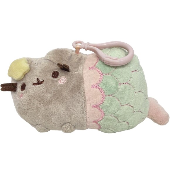GUND Handbags - Pusheen Mermaid Cat Backpack Clip Mini Plush Stuffed Animal Toy Cute Kawaii